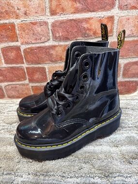 Dr. Martens Molly Black Buttero Leather Platform Boots Women’s US 9